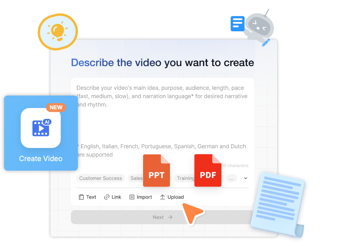 Click Create Video to generate a corporate announcement video draft with Visla AI